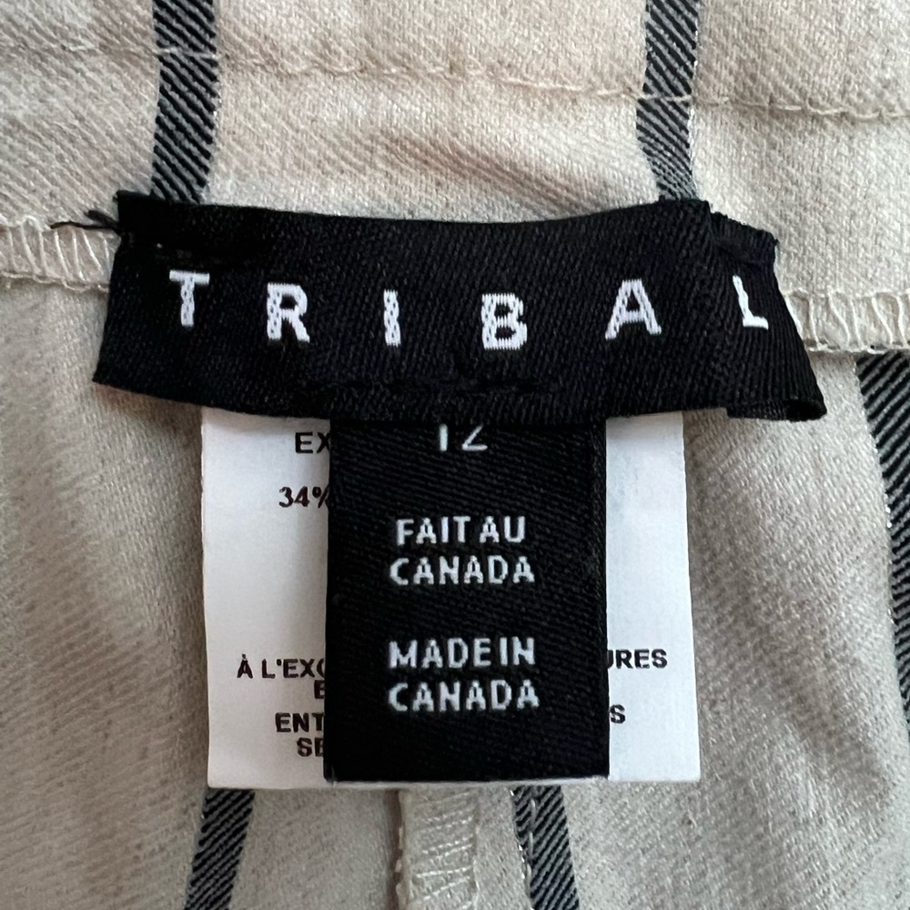 TRIBAL Women’s Linen Blend Striped Pants Size 12 - Picture 2 of 4